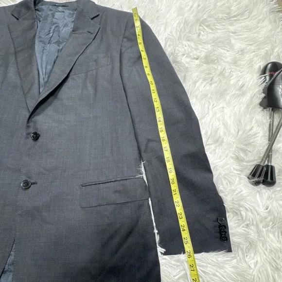 ERMENEGILDO ZEGNA Current Line Sport Blazer Mens 44L Long Gray‎ Patterned Italy